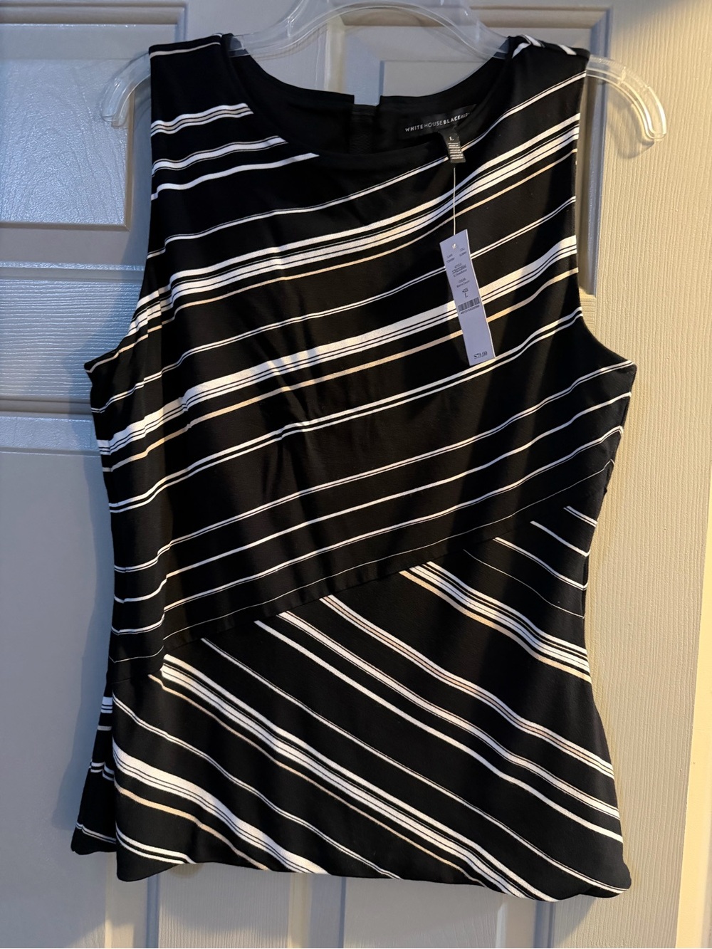 White House Black Market Black & White Striped Sleeveless Top